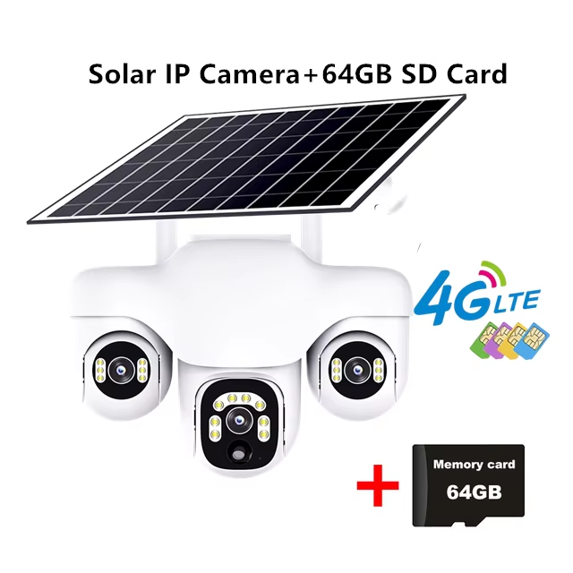 V380 Solar Outdoor PTZ Camera Motrised Triple Lens