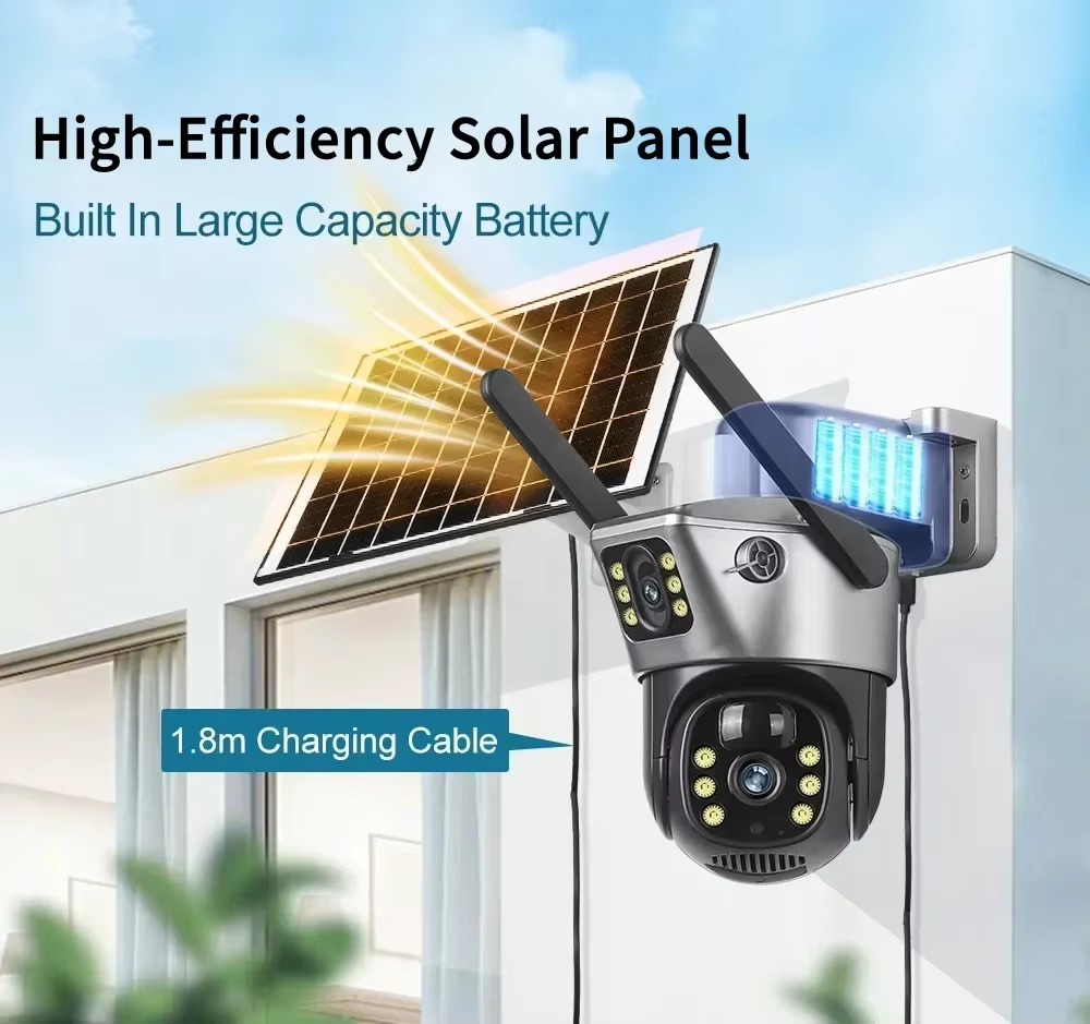 V380 Solar Outdoor PTZ Camera Double Lens