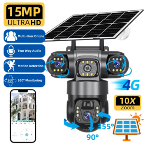 V380 Pro Solar Camera 4G SIM Outdoor Three Lens Three Screens